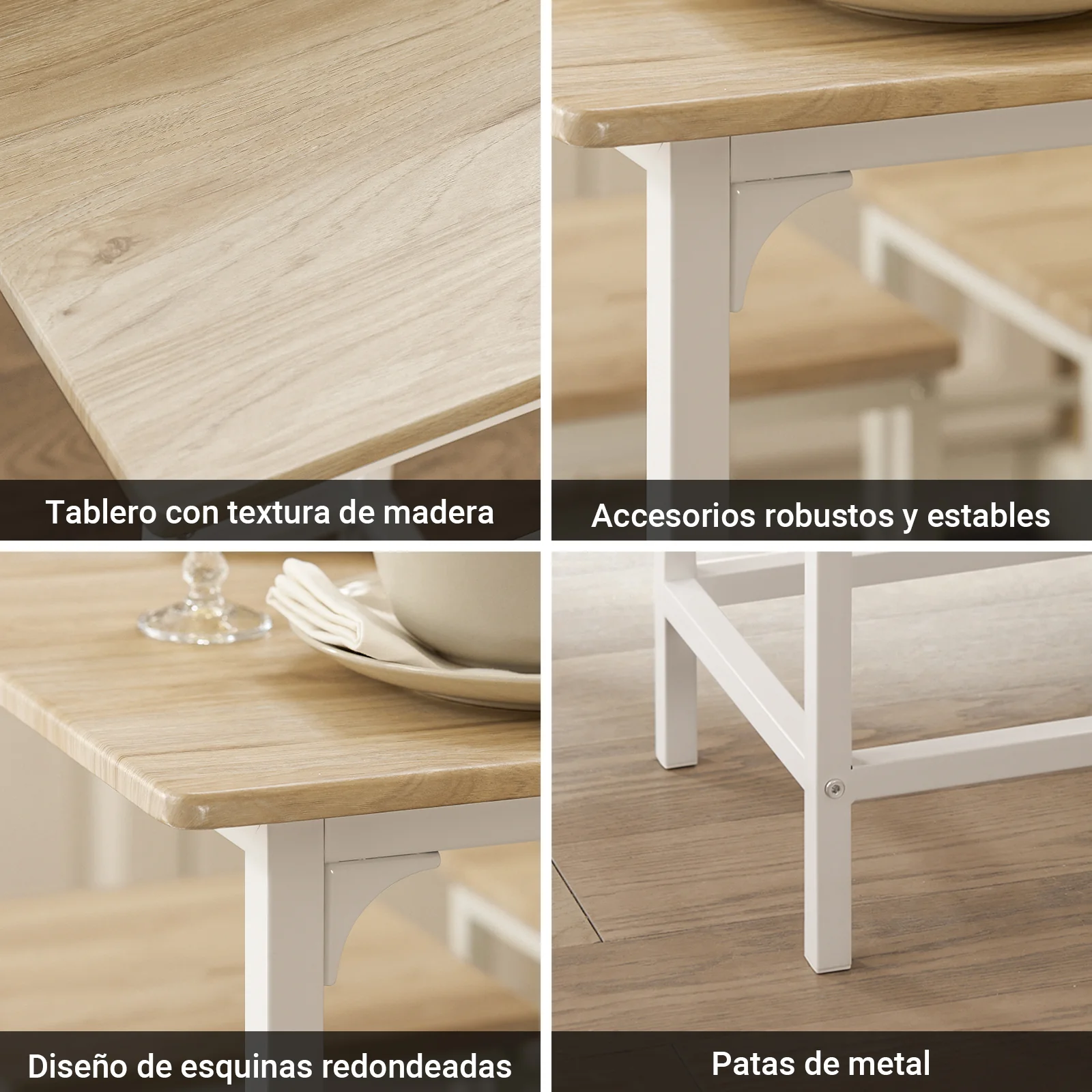 SoBuy OGT11-WN Juego de Mesa Alta 100cm y 4 Taburetes Apilables Blanco Industrial - Image 5