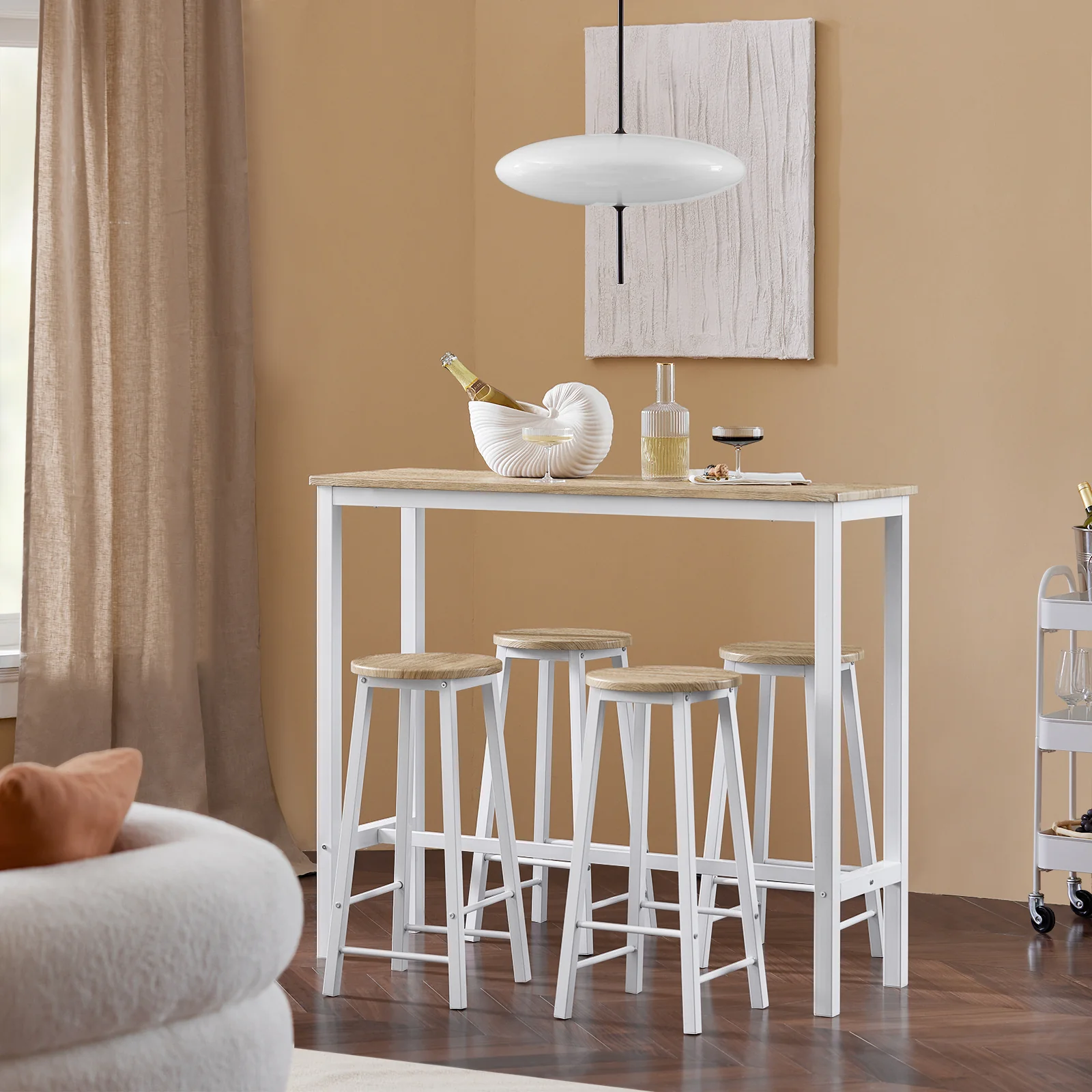 SoBuy OGT22-WN Mesa Alta x1 y Taburetes x4 Blanco/madera - Image 4