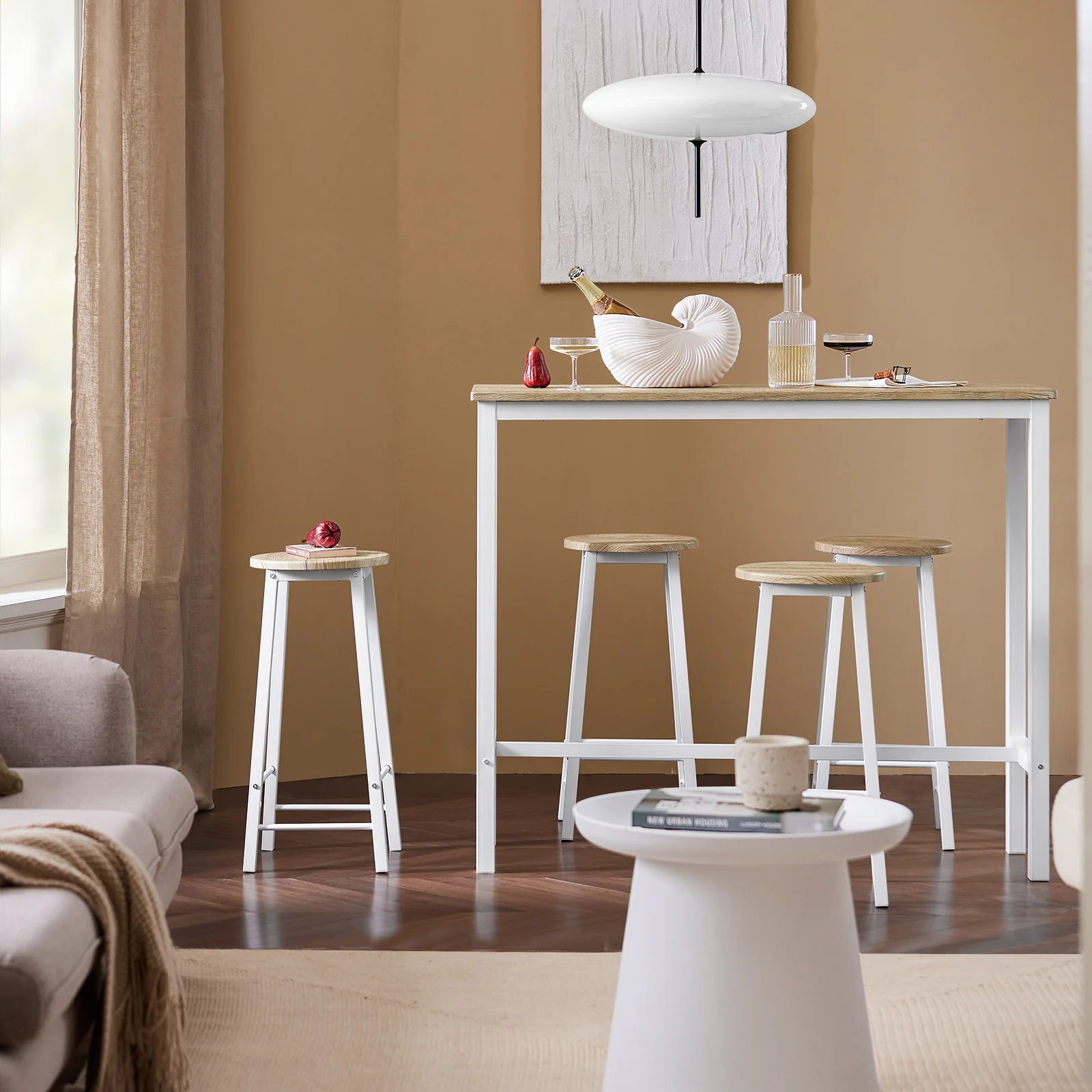 SoBuy OGT22-WN Mesa Alta x1 y Taburetes x4 Blanco/madera - Image 5