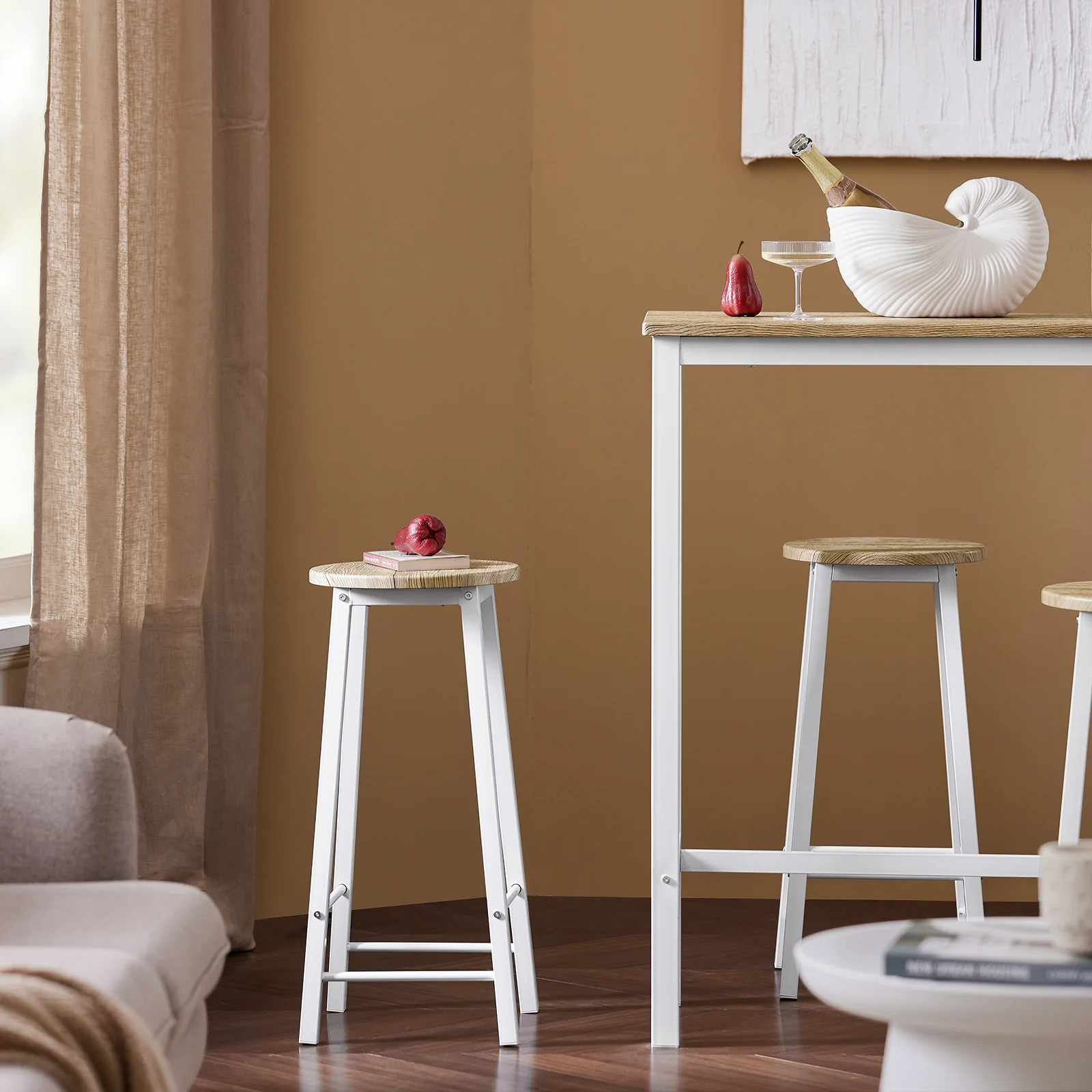 SoBuy OGT22-WN Mesa Alta x1 y Taburetes x4 Blanco/madera - Image 9