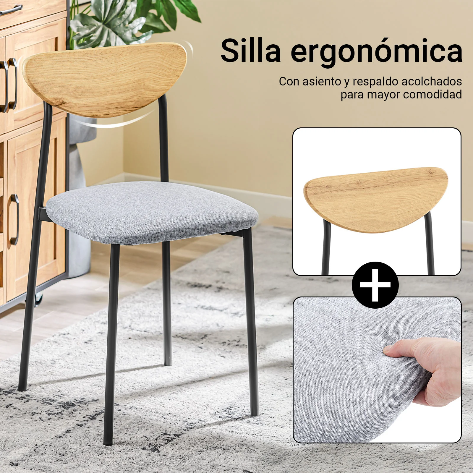 SoBuy OGT52-N Conjunto Mesa Cocina 5 Piezas con 4 Sillas Cómodas para Comedor Balcón - Image 7