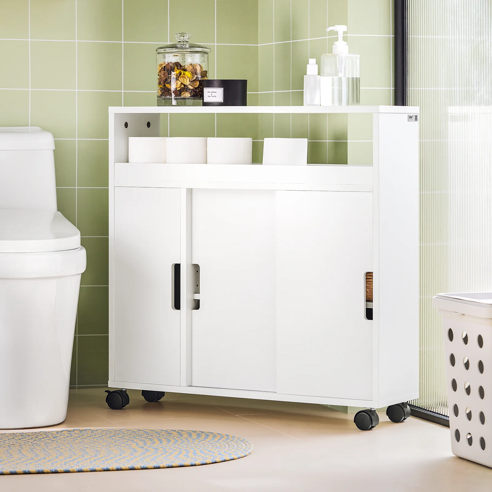 SoBuy BZR02-W Carrito multiuso para Baño con 2 estantes y 2 bandejas Blanco - Image 3