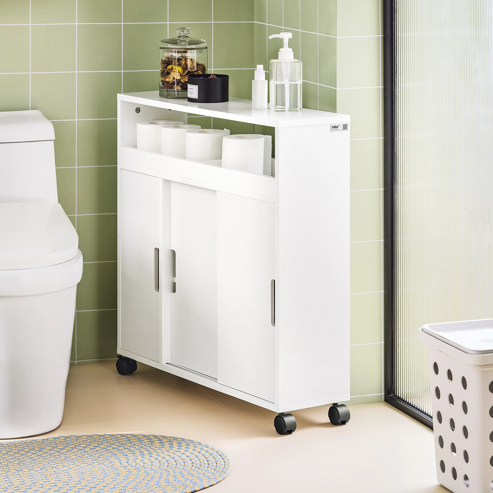 SoBuy BZR02-W Carrito multiuso para Baño con 2 estantes y 2 bandejas Blanco - Image 5
