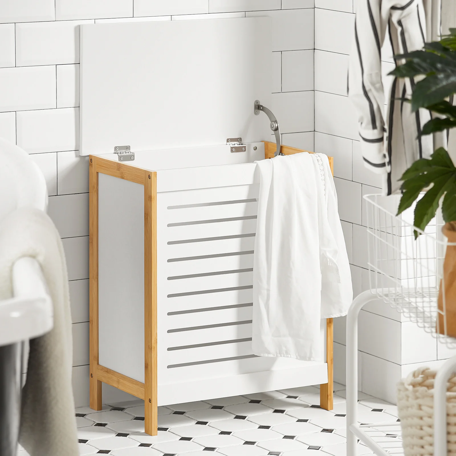 SoBuy FSS66-WN Cesto para la colada Armario de baño Blanco - Image 4