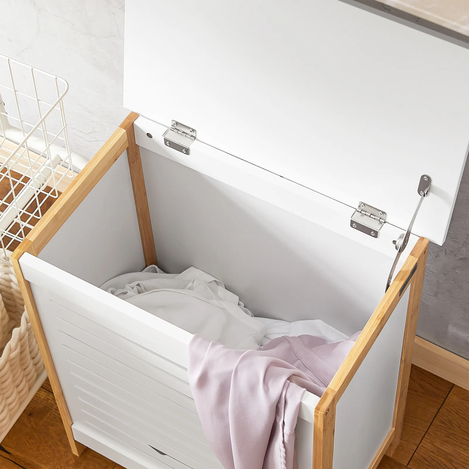 SoBuy FSS66-WN Cesto para la colada Armario de baño Blanco - Image 7