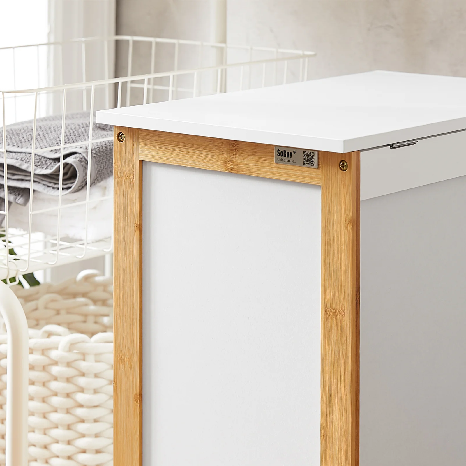 SoBuy FSS66-WN Cesto para la colada Armario de baño Blanco - Image 9