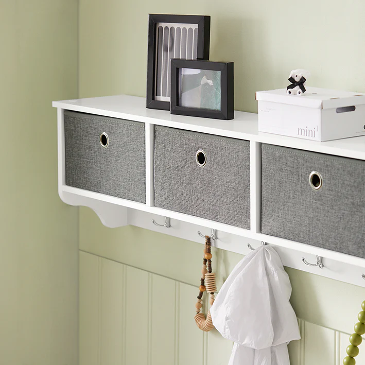 SoBuy FRG282-W Perchero con 5 Ganchos y 3 cajones Blanco y Gris - Image 7