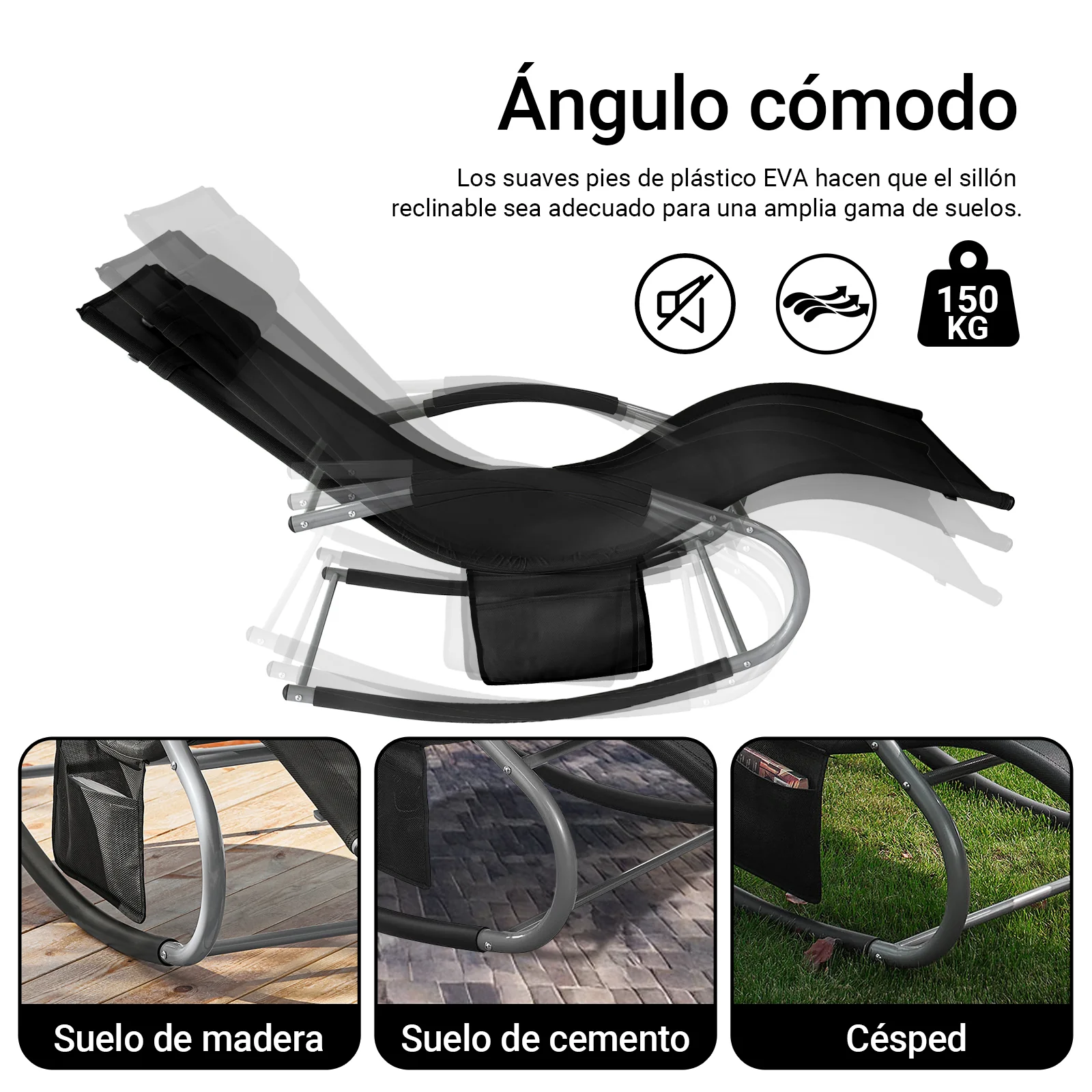 SoBuy OGS28-SCH Tumbona ergonómica Negro - Image 5