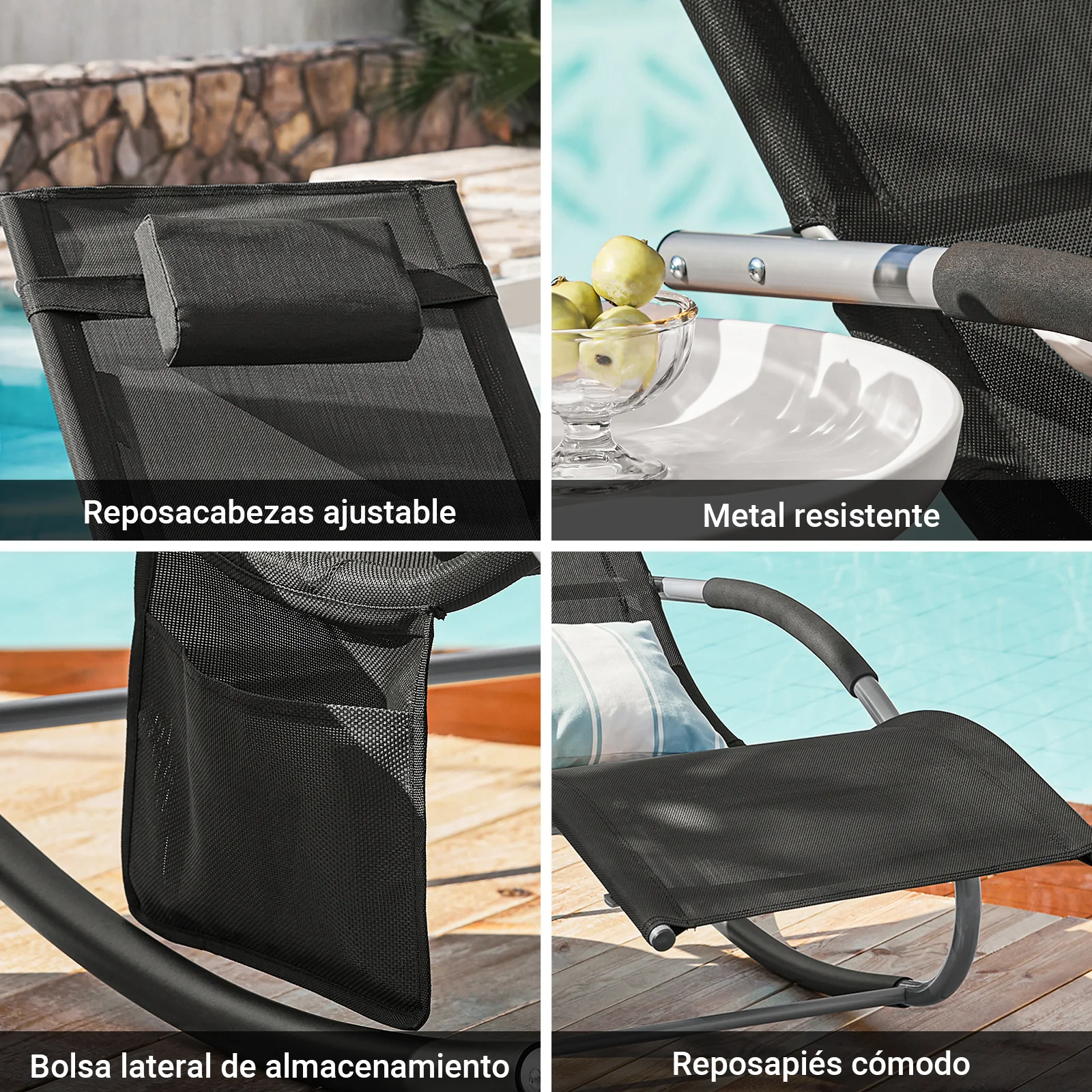 SoBuy OGS28-SCH Tumbona ergonómica Negro - Image 6