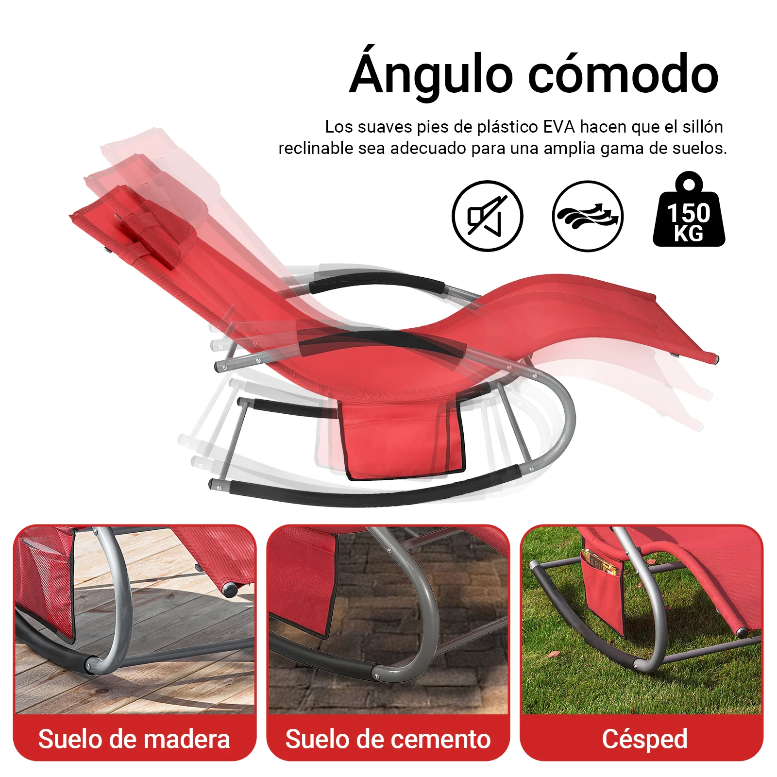 SoBuy OGS28-R Tumbona ergonómica Rojo - Image 6