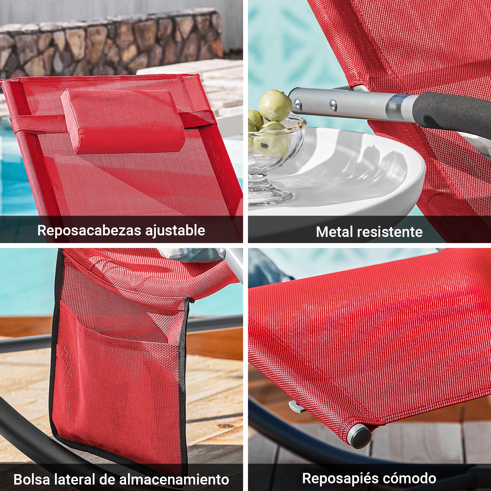SoBuy OGS28-R Tumbona ergonómica Rojo - Image 7