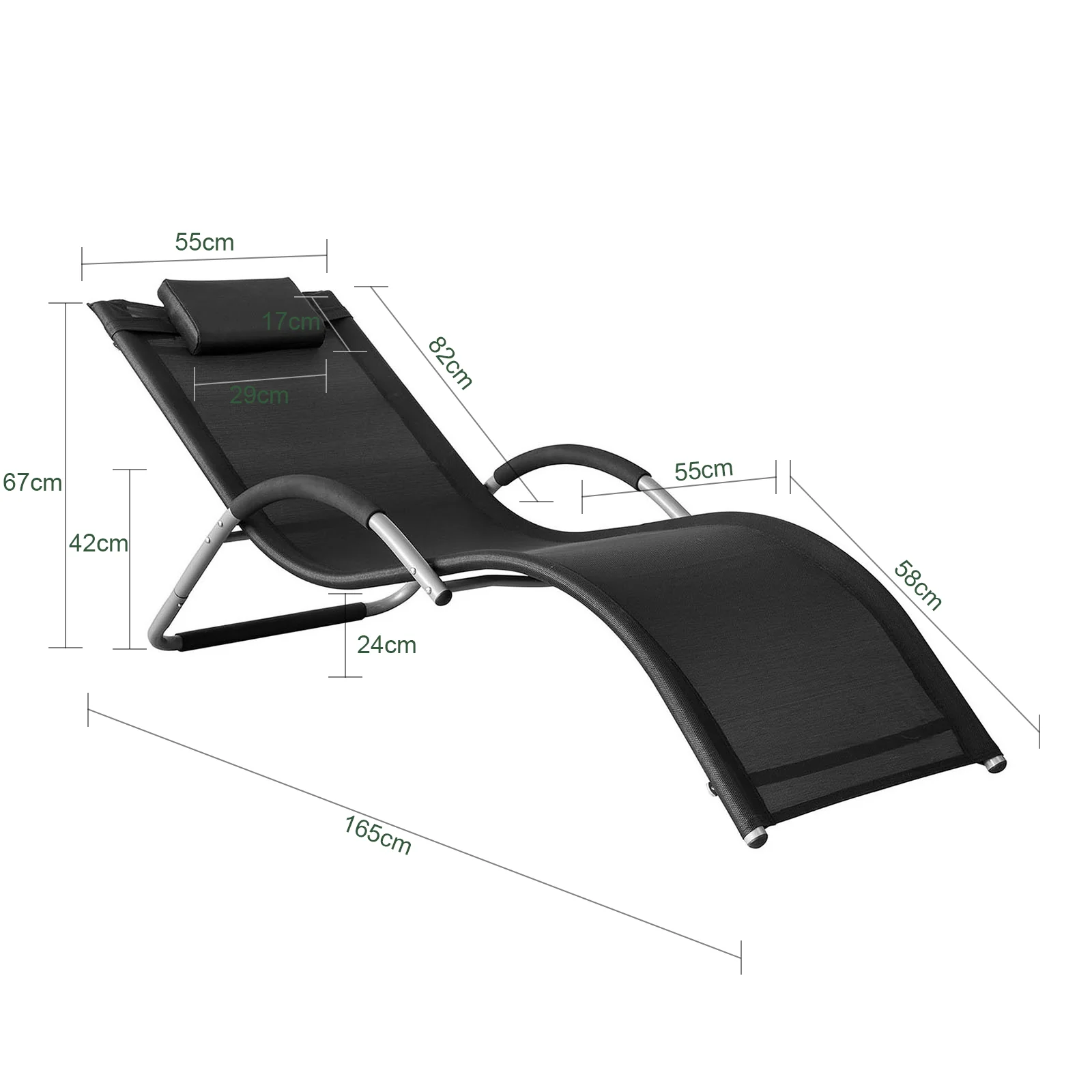 SoBuy OGS38-SCH Tumbona de Jardín Negro - Image 3