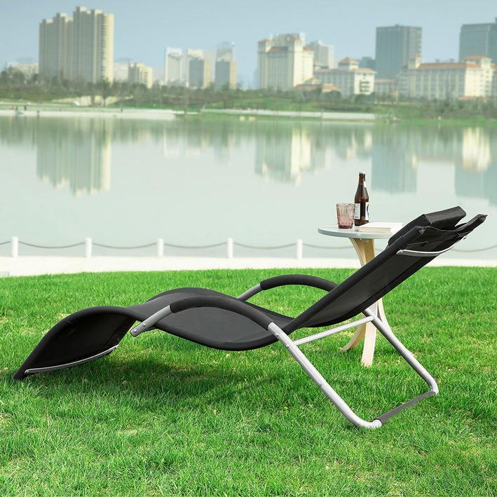 SoBuy OGS38-SCH Tumbona de Jardín Negro - Image 4