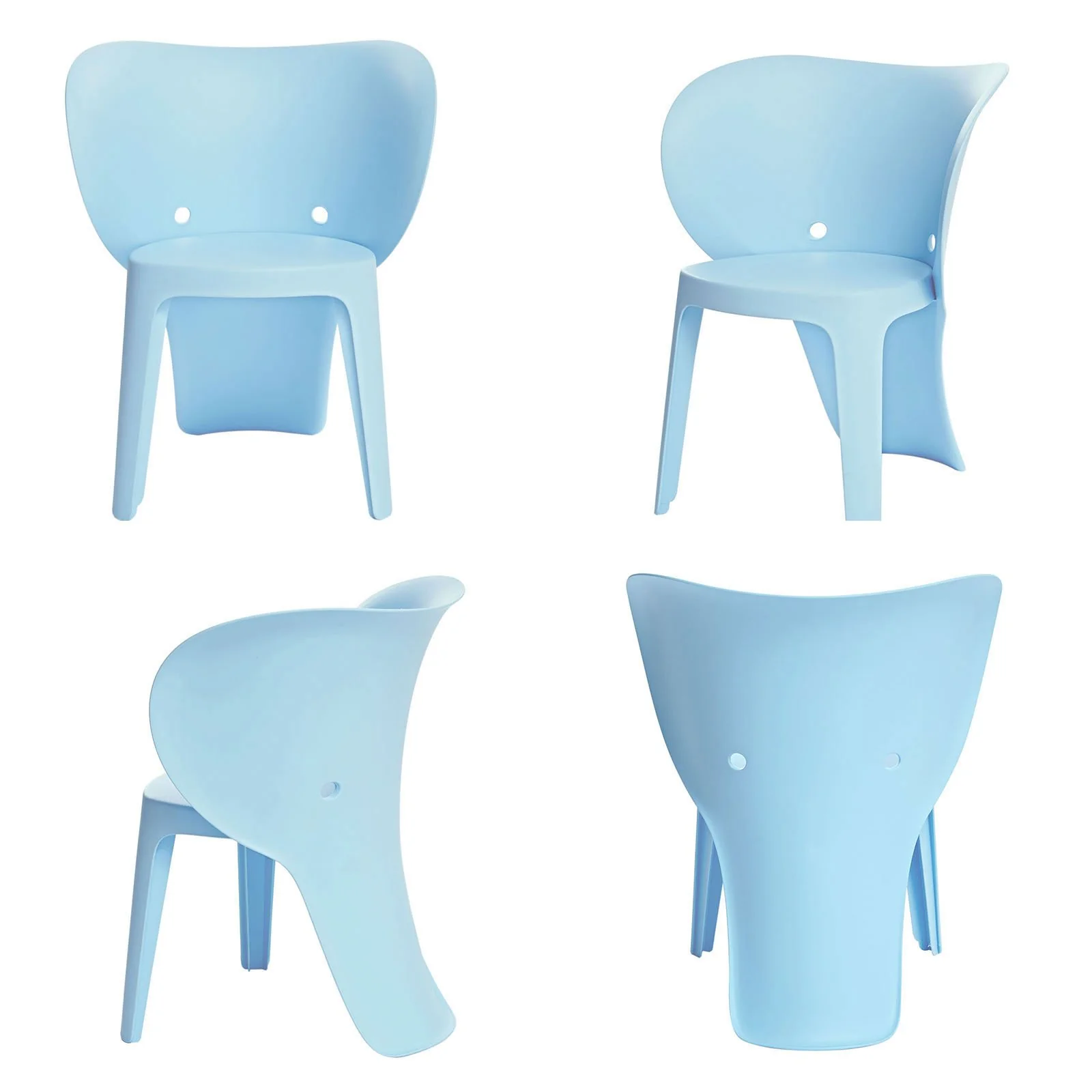 SoBuy KMB12-Bx2 Set de 2 Silla Infantil con diseño de Elefante Azul - Image 5