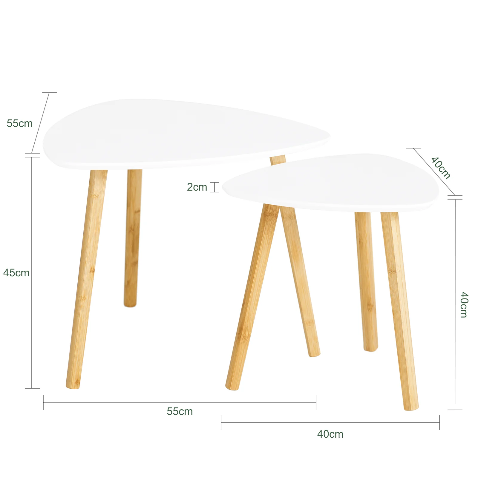 SoBuy FBT74-W Set de Mesitas de café x 2 Blanco - Image 3