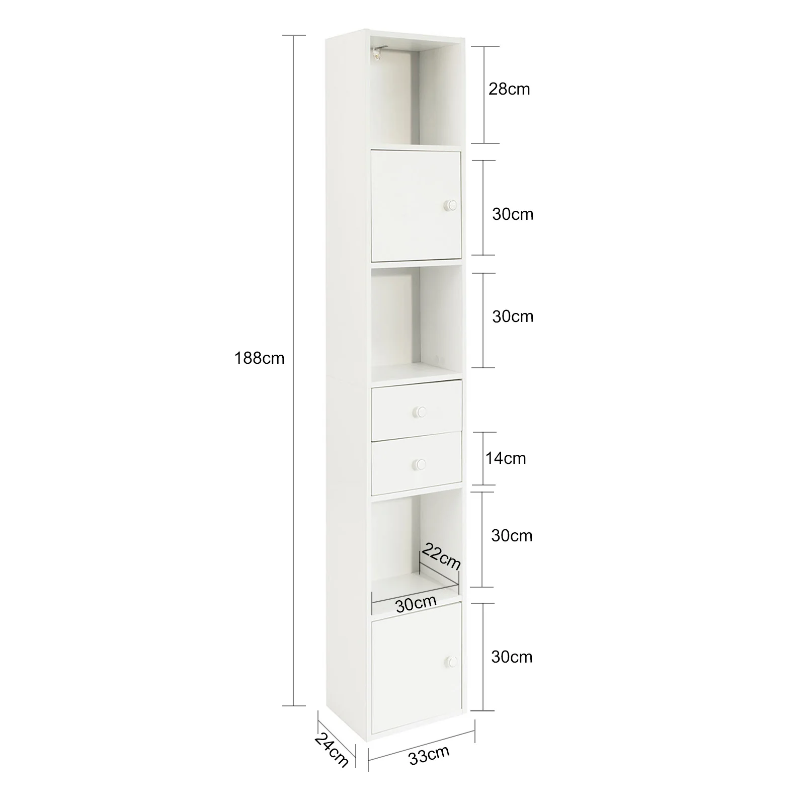 SoBuy STR10-W Armario de Baño con 2 Puertas y 2 cajones - Image 3