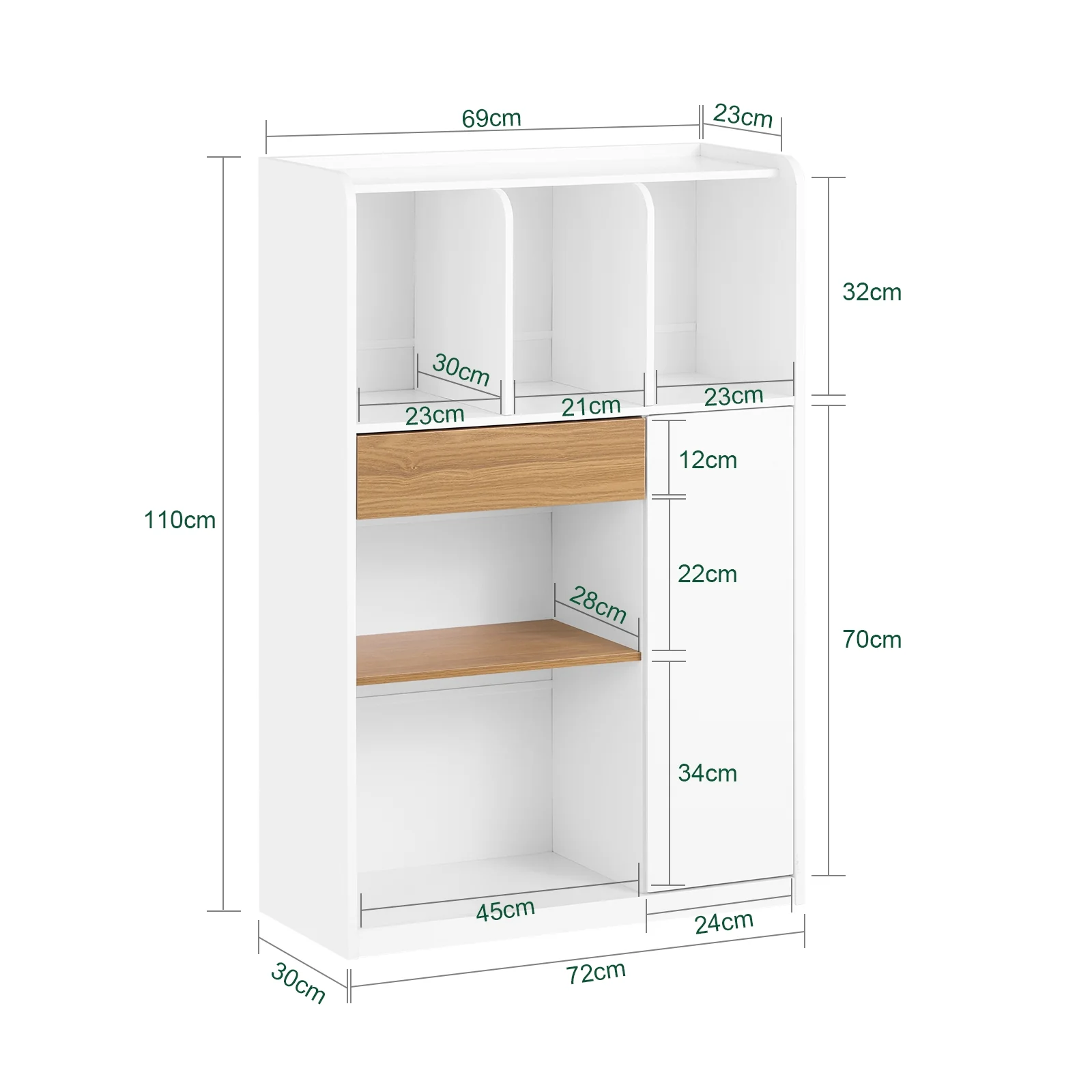 SoBuy STR11-WN Estantería de Oficina Armario de Almacenamiento con 1 Cajón y 1 Puerta - Image 3