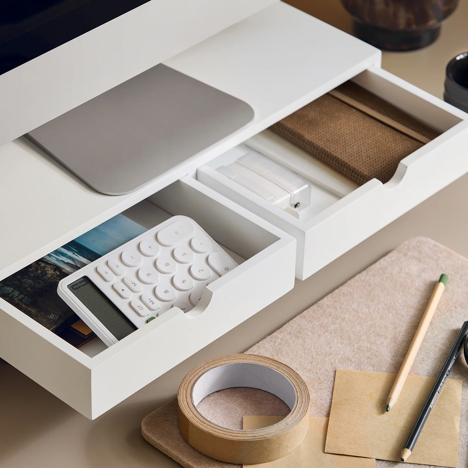 SoBuy BBF02-W Soporte para monitor con 2 cajónes Blanco - Image 6