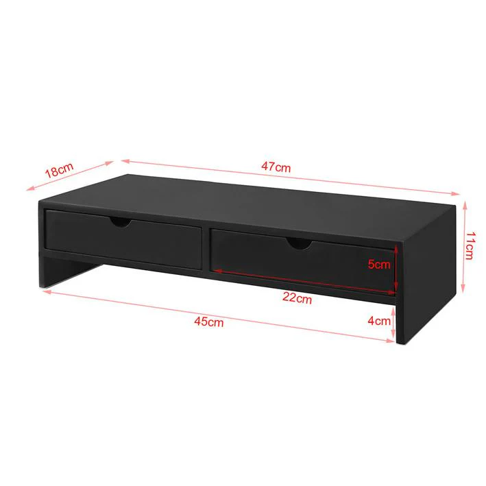 SoBuy BBF02-SCH Soporte para monitor con 2 cajones Negro - Image 3