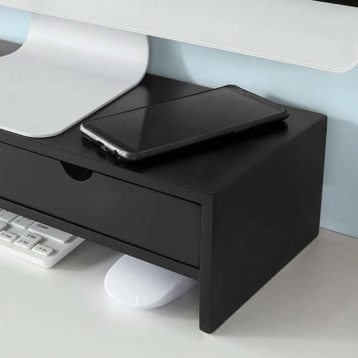 SoBuy BBF02-SCH Soporte para monitor con 2 cajones Negro - Image 8