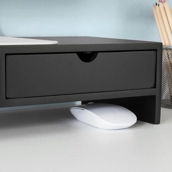 SoBuy BBF02-SCH Soporte para monitor con 2 cajones Negro - Image 9
