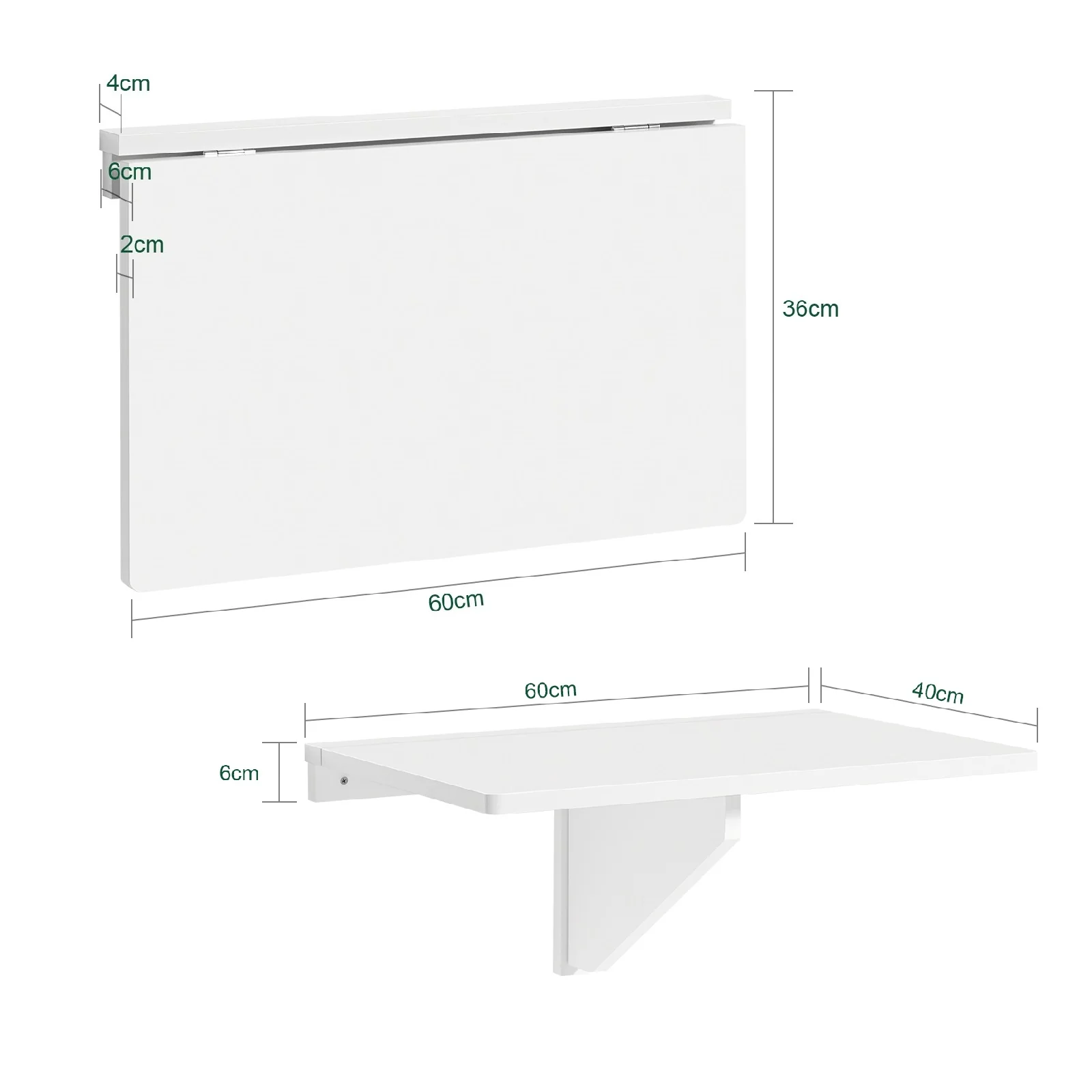 SoBuy FWT03-W Mesa plegable de Pared pequeña 60x40cm Blanco - Image 3