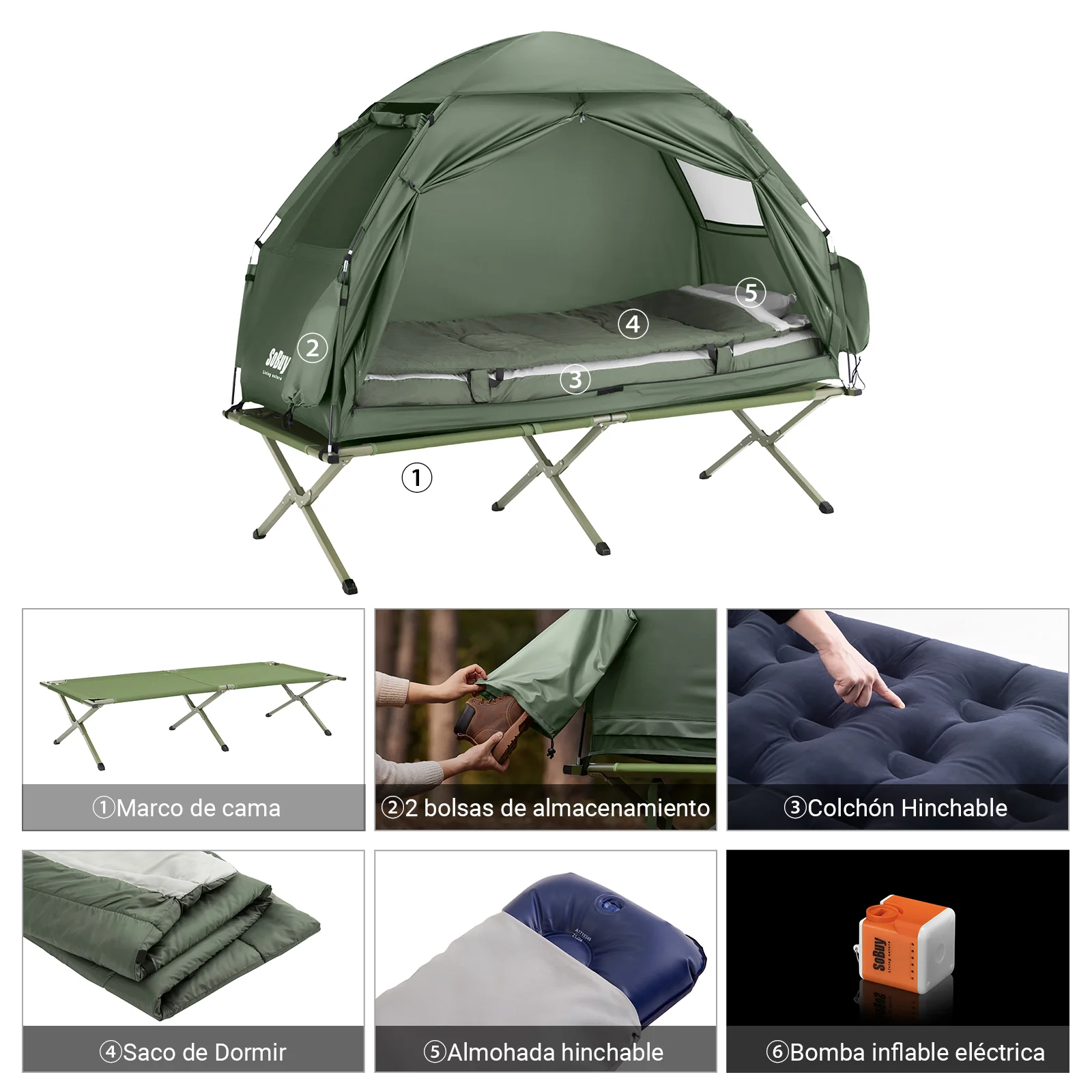 SoBuy OGS32-GR Tienda de campaña Flotante Colchon Inflable para 1 persona - Image 4