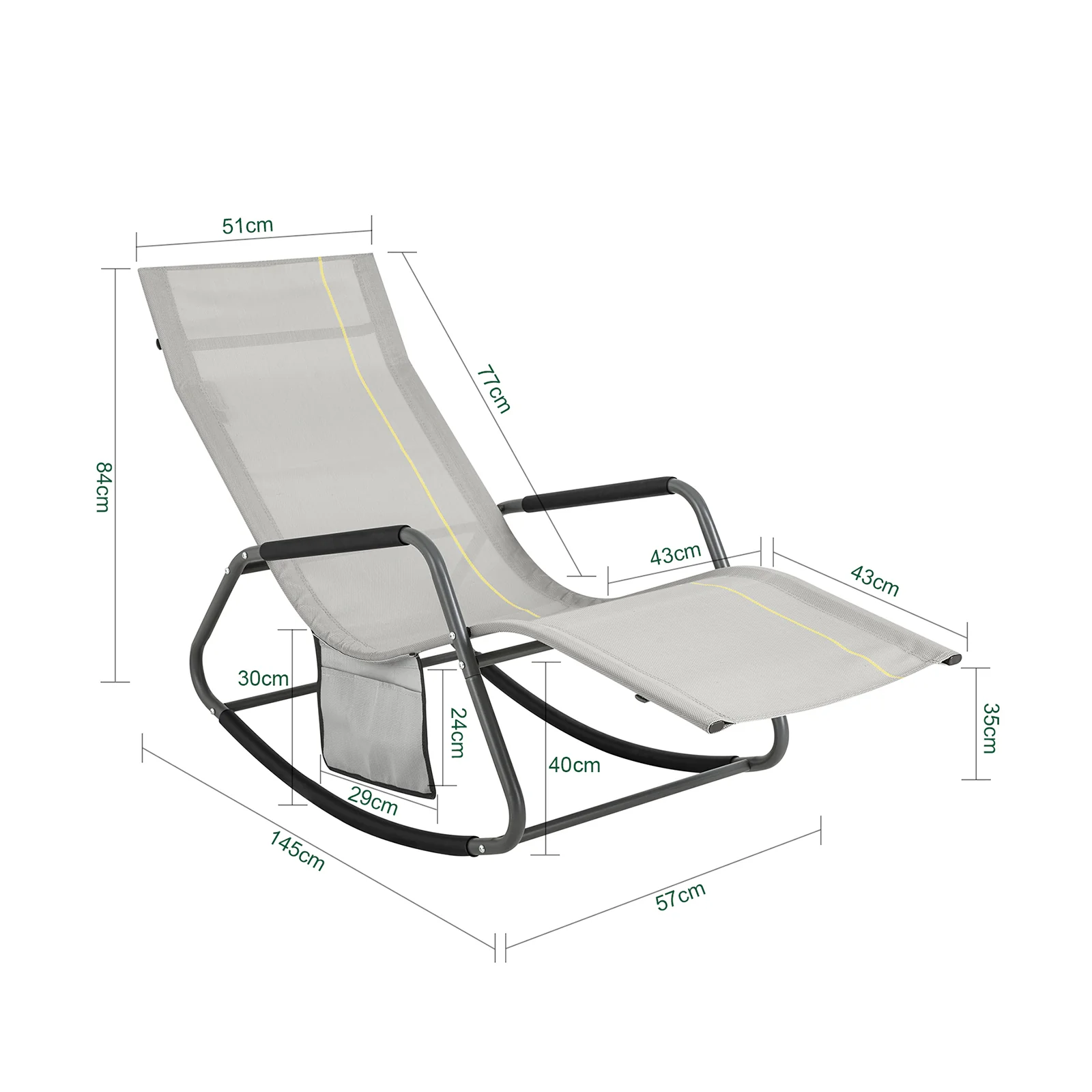 SoBuy OGS47-HG Tumbona Soporta hasta 120 kg Gris - Image 3