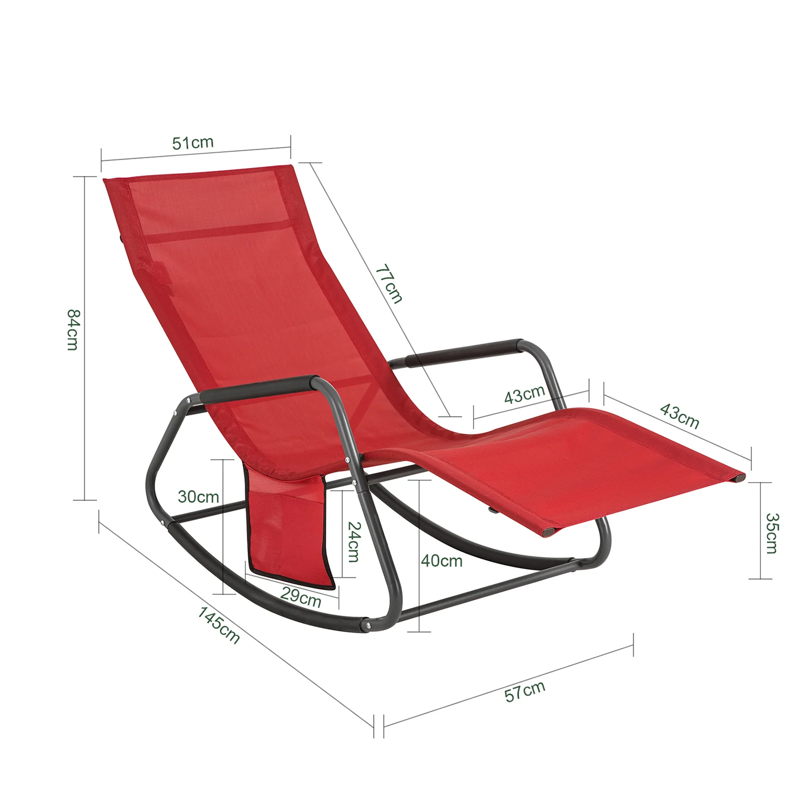 SoBuy OGS47-R Tumbona Soporta hasta 120 kg Roja - Image 3