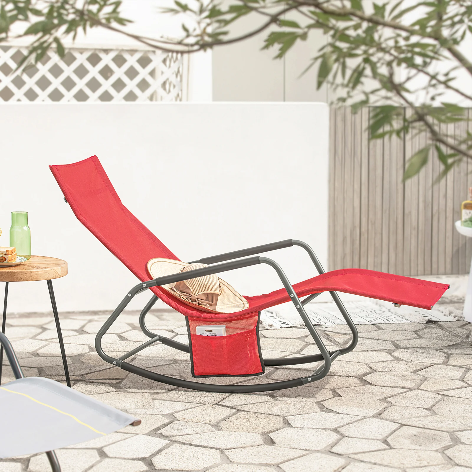 SoBuy OGS47-R Tumbona Soporta hasta 120 kg Roja - Image 5