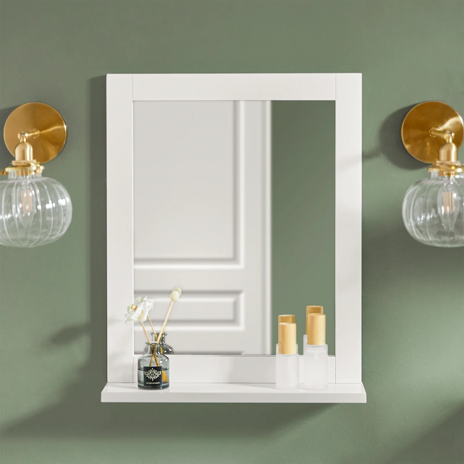 SoBuy FRG129-W Mueble de Pared con Espejo con 1 Estante Blanco - Image 4