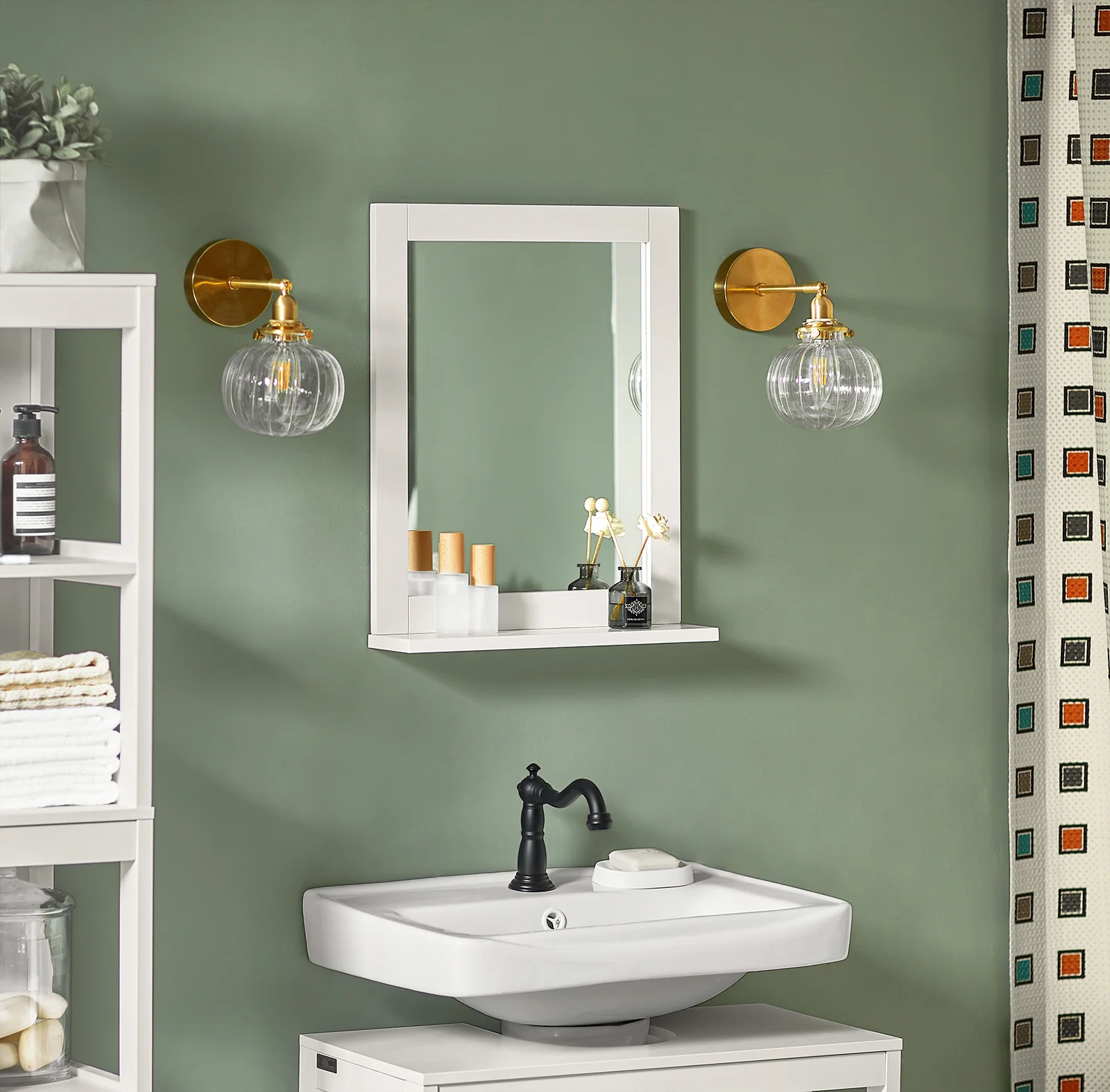 SoBuy FRG129-W Mueble de Pared con Espejo con 1 Estante Blanco - Image 5
