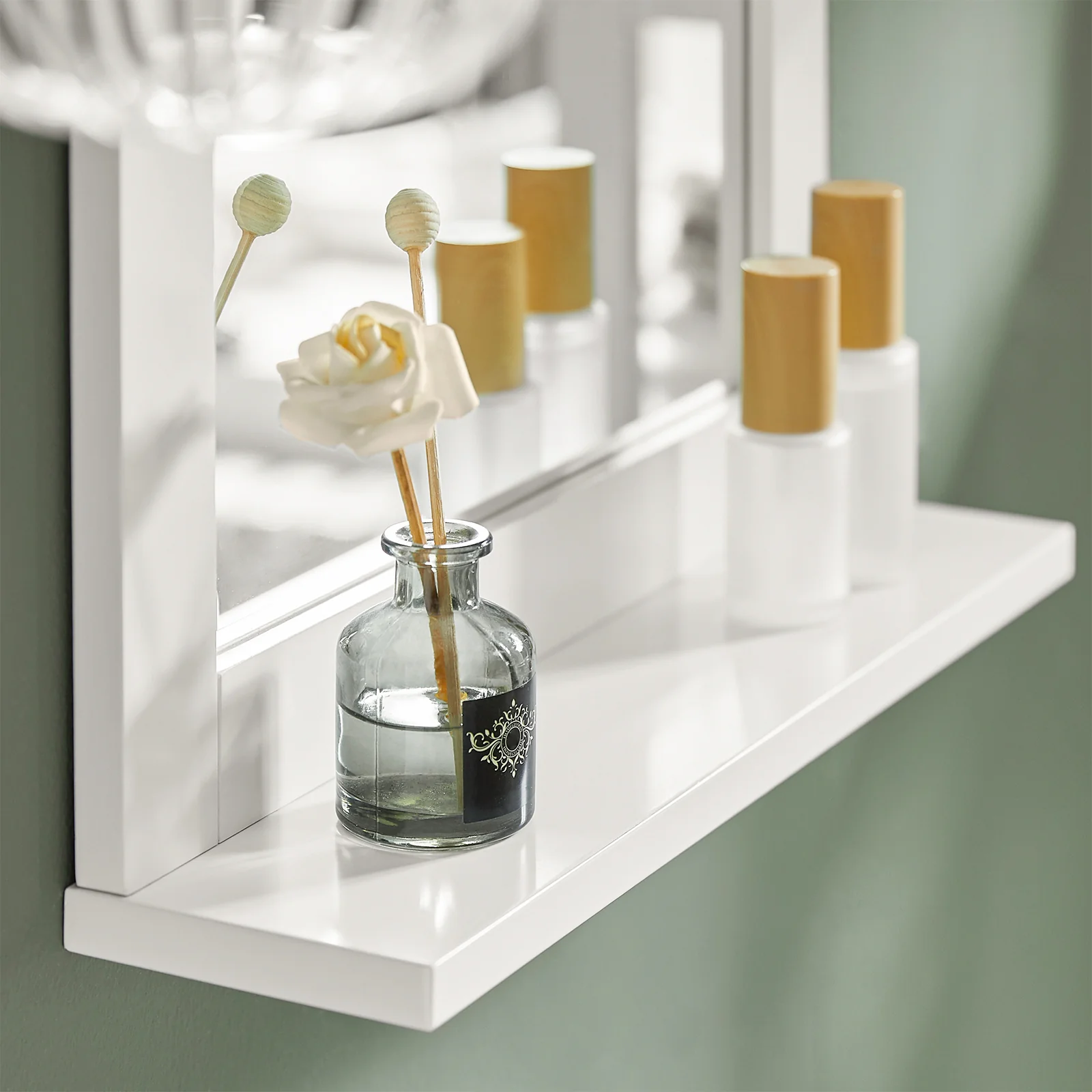 SoBuy FRG129-W Mueble de Pared con Espejo con 1 Estante Blanco - Image 6