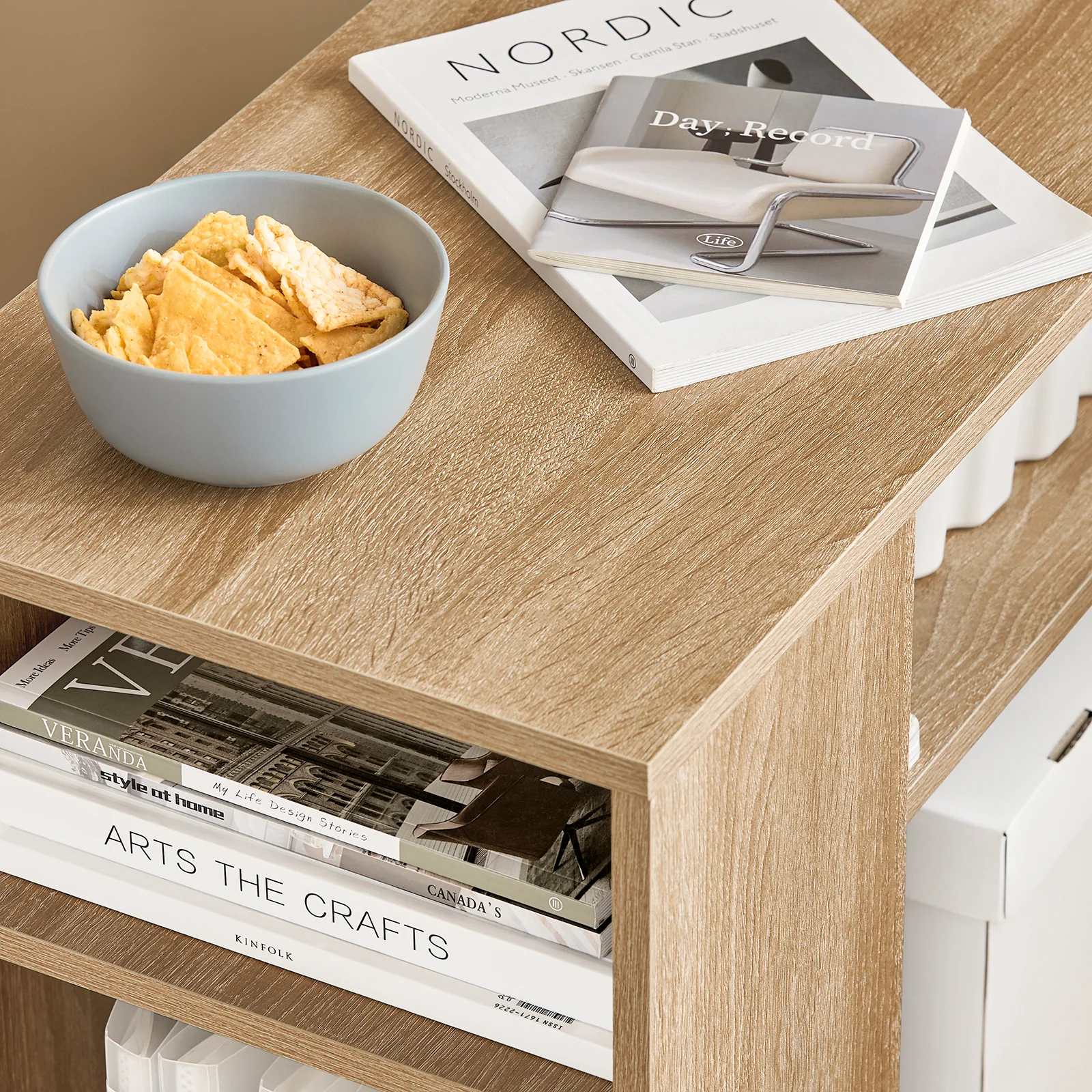 SoBuy FBT34-N Mesa Auxiliares de Salón con 4 Ruedas y 2 Estantes Madera Natural - Image 7