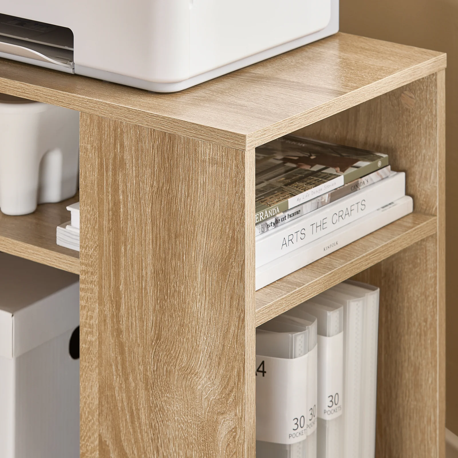 SoBuy FBT34-N Mesa Auxiliares de Salón con 4 Ruedas y 2 Estantes Madera Natural - Image 8