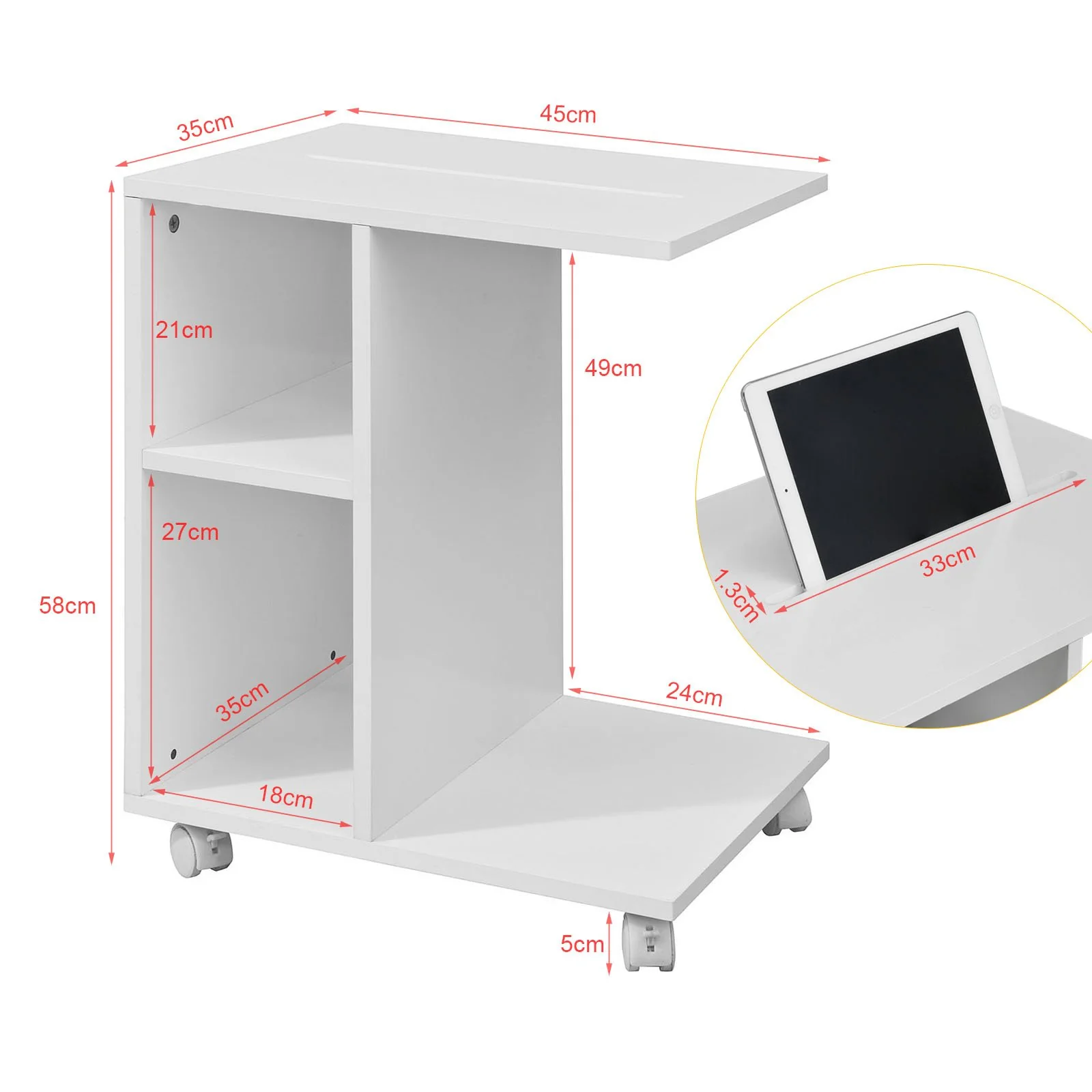 SoBuy FBT48-W Mesa Auxiliar con 2 Estantes Blanco - Image 3
