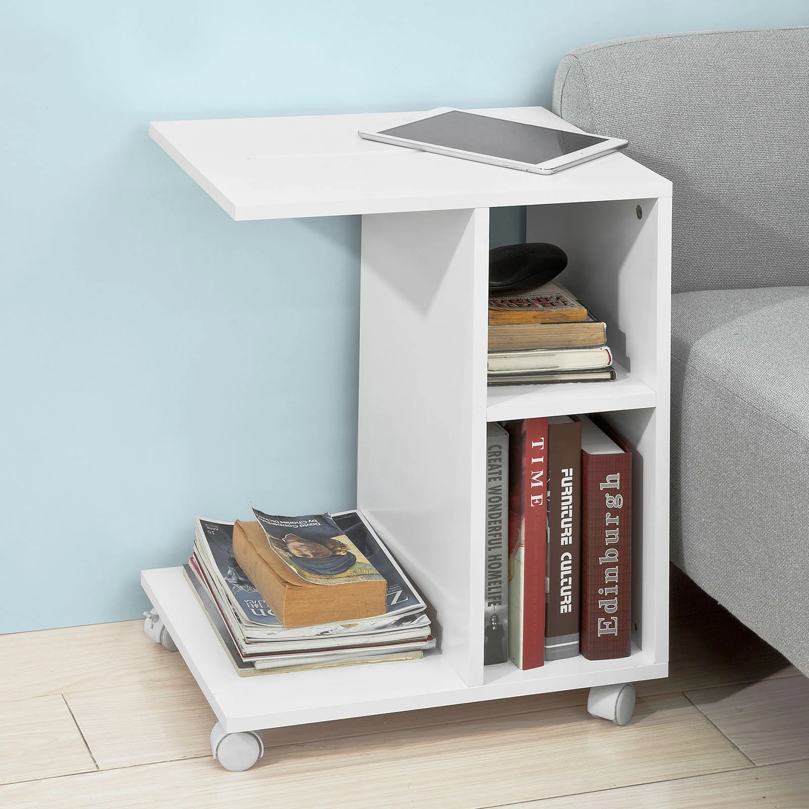 SoBuy FBT48-W Mesa Auxiliar con 2 Estantes Blanco - Image 4