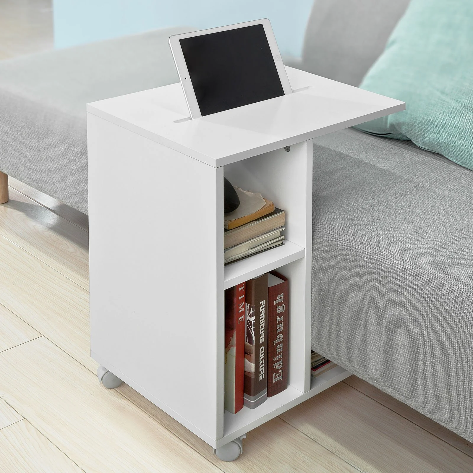SoBuy FBT48-W Mesa Auxiliar con 2 Estantes Blanco - Image 5