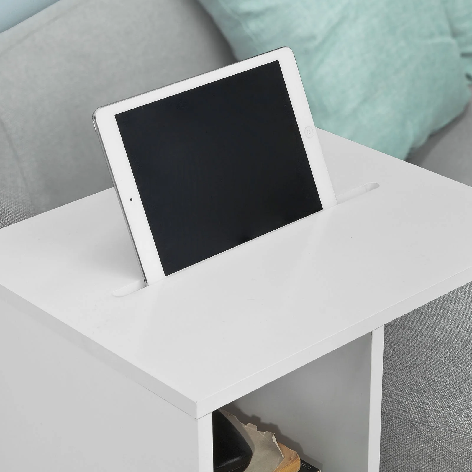 SoBuy FBT48-W Mesa Auxiliar con 2 Estantes Blanco - Image 6