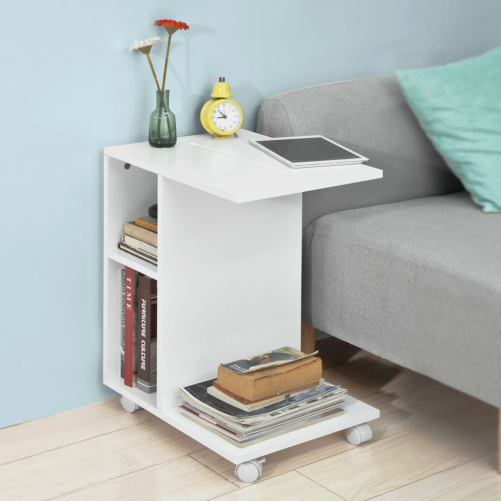 SoBuy FBT48-W Mesa Auxiliar con 2 Estantes Blanco - Image 7