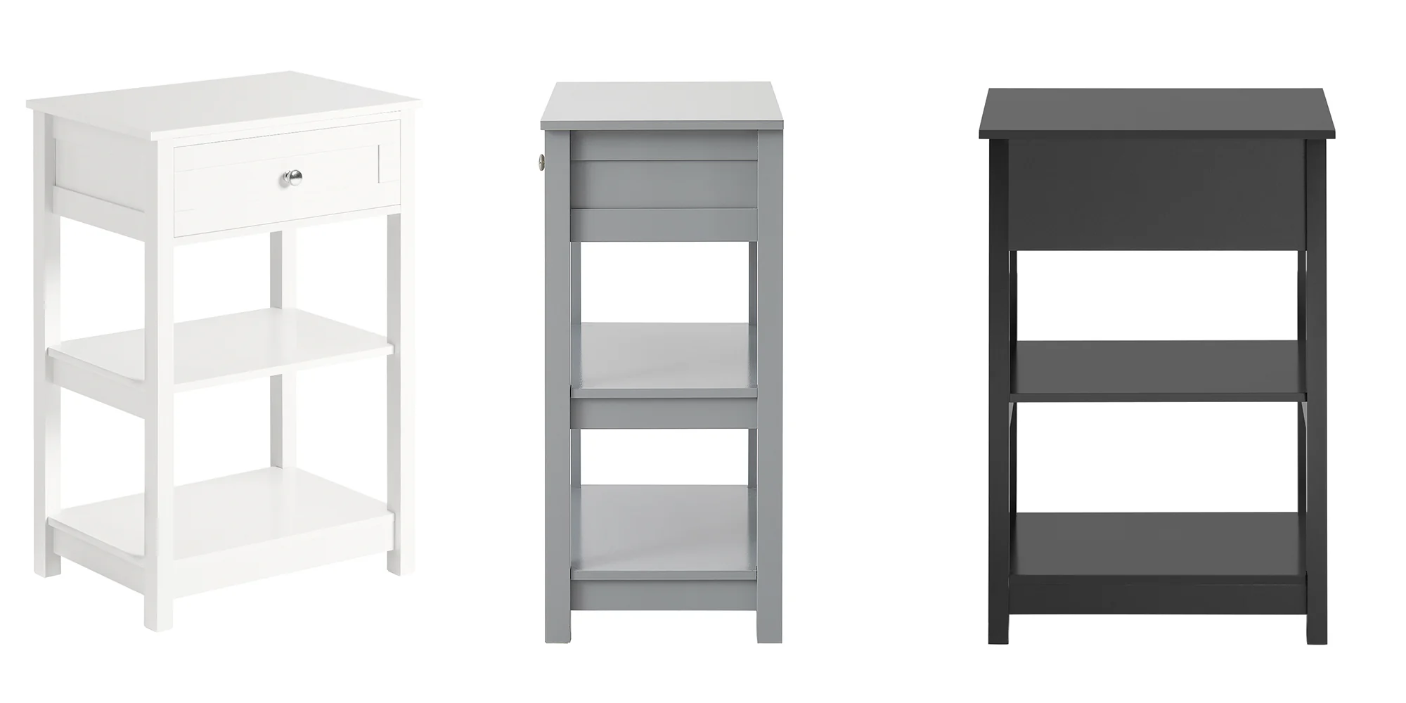 SoBuy FBT46-W Mesa Auxiliar con 1 cajón y 2 Estantes Blanco - Image 9