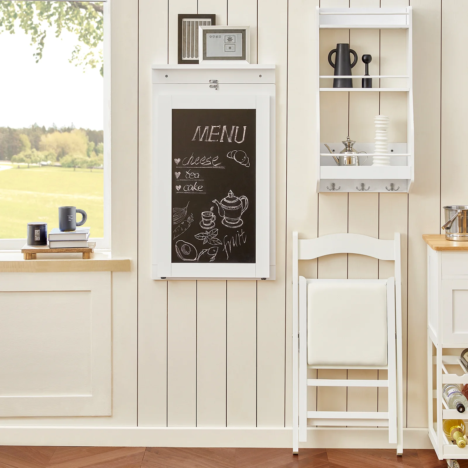 SoBuy FWT20-W Mesa de pared Con pizarra frontal - Image 4