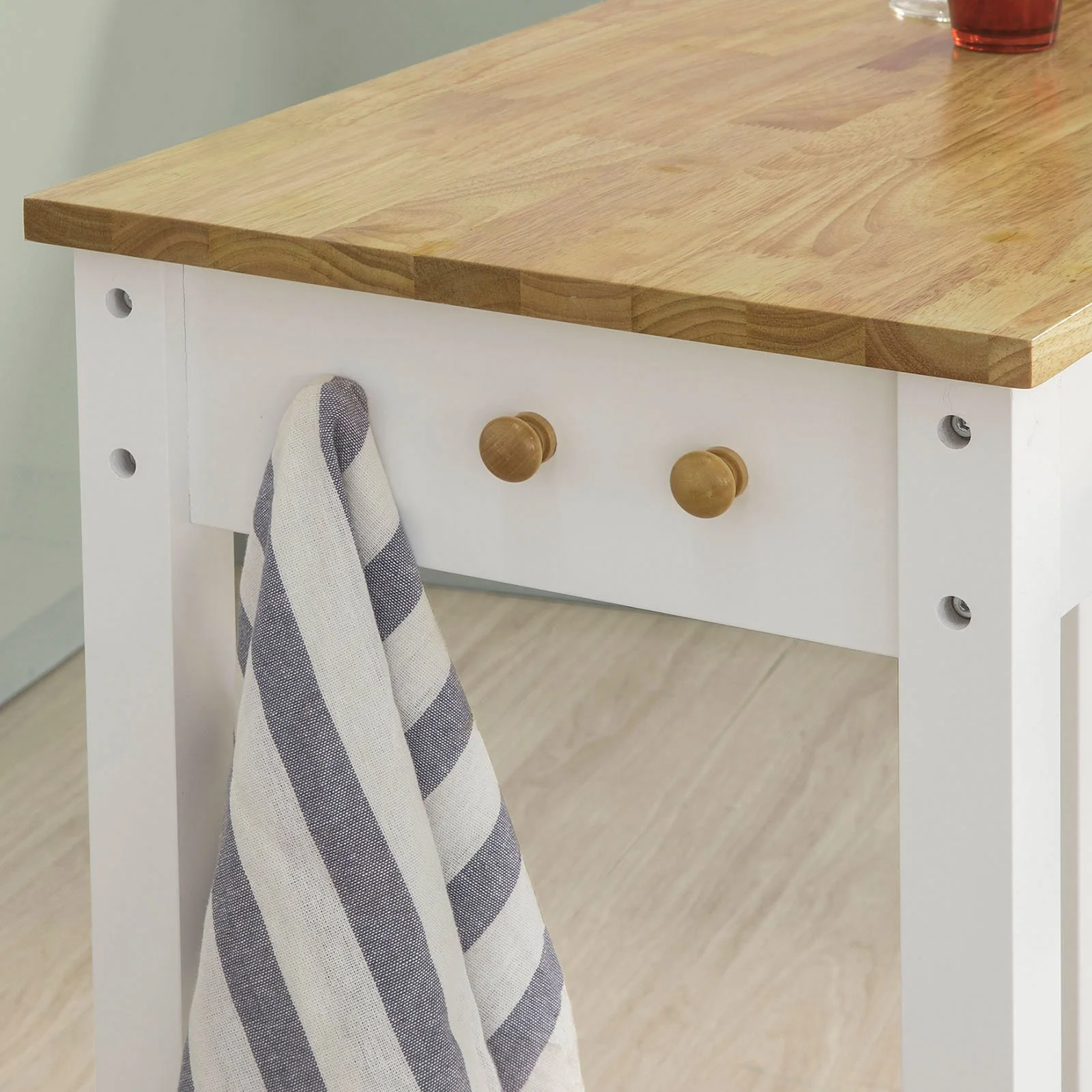 SoBuy FWT50-WN Set Mesa Alta de Bar 95cm y 2 Taburetes con Reposapiés Blanco Natural - Image 8