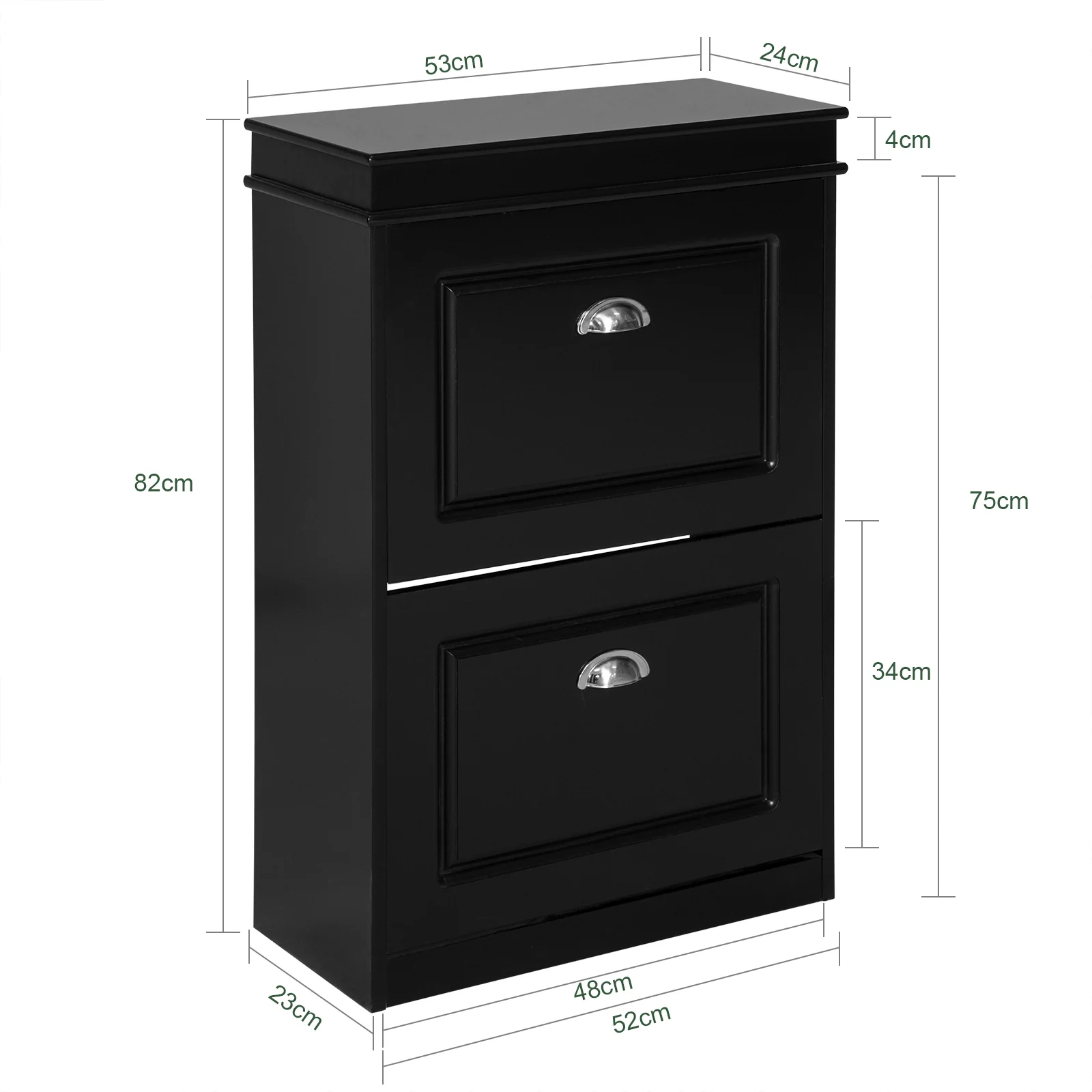 SoBuy FSR78-SCH Zapatero estrecho con 2 solapas Negro H83cm - Image 3